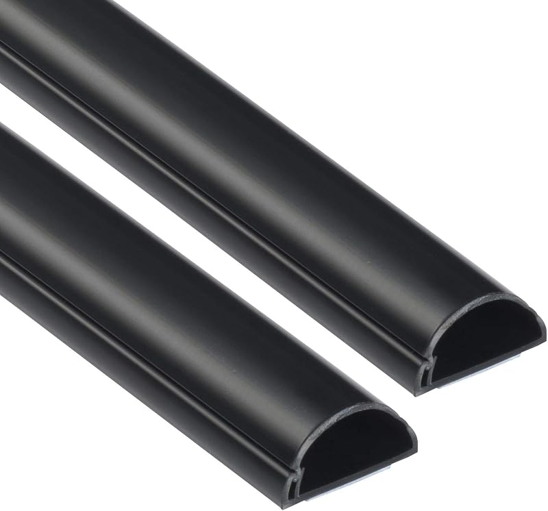 D-Line 30x15mm Cable Trunking 2m Pack Black Half Round Self-Adhesive