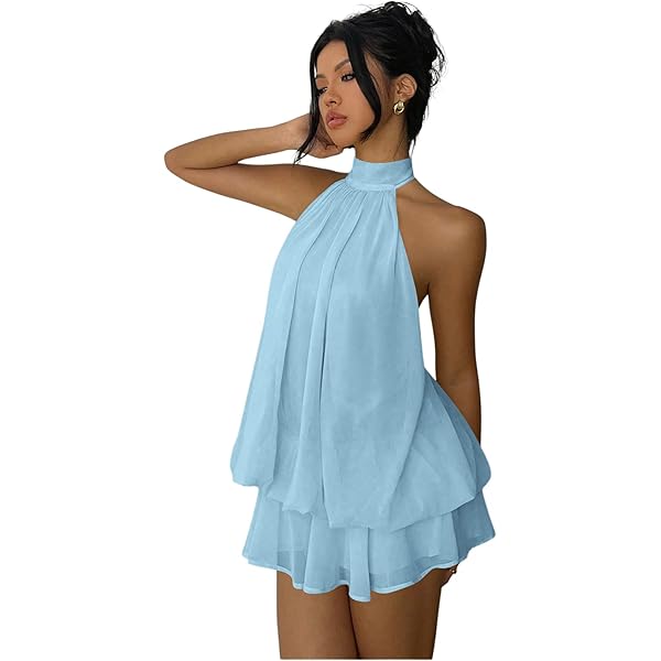 Verdusa Women's Wedding Guest Dress Halter Flowy Chiffon Asymmetrical Long  Summer Prom Dress White X-Small at Amazon Women's Clothing store