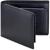 OFAMOUS Men's Leather Wallet with Coin Pocket Flip Up ID Window RFID Blocking Slim Bifold Credit Card Front Pocket Wallet (Black)