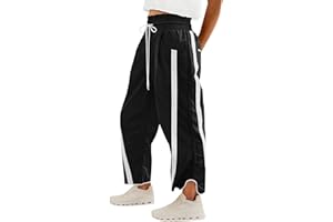 Willow Dance Women's Wide Leg Pants Casual Drawstring Elastic Waisted Striped Workout Sweatpants Track Pants with Pockets