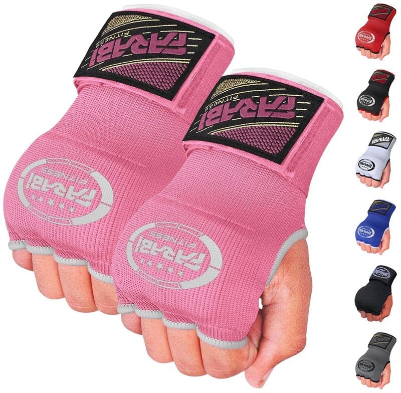 Farabi Kids Junior Inner Hand Wraps Gloves Easy Gel Padded Boxing Wraps with Wrist Wraps Pair (Pink)