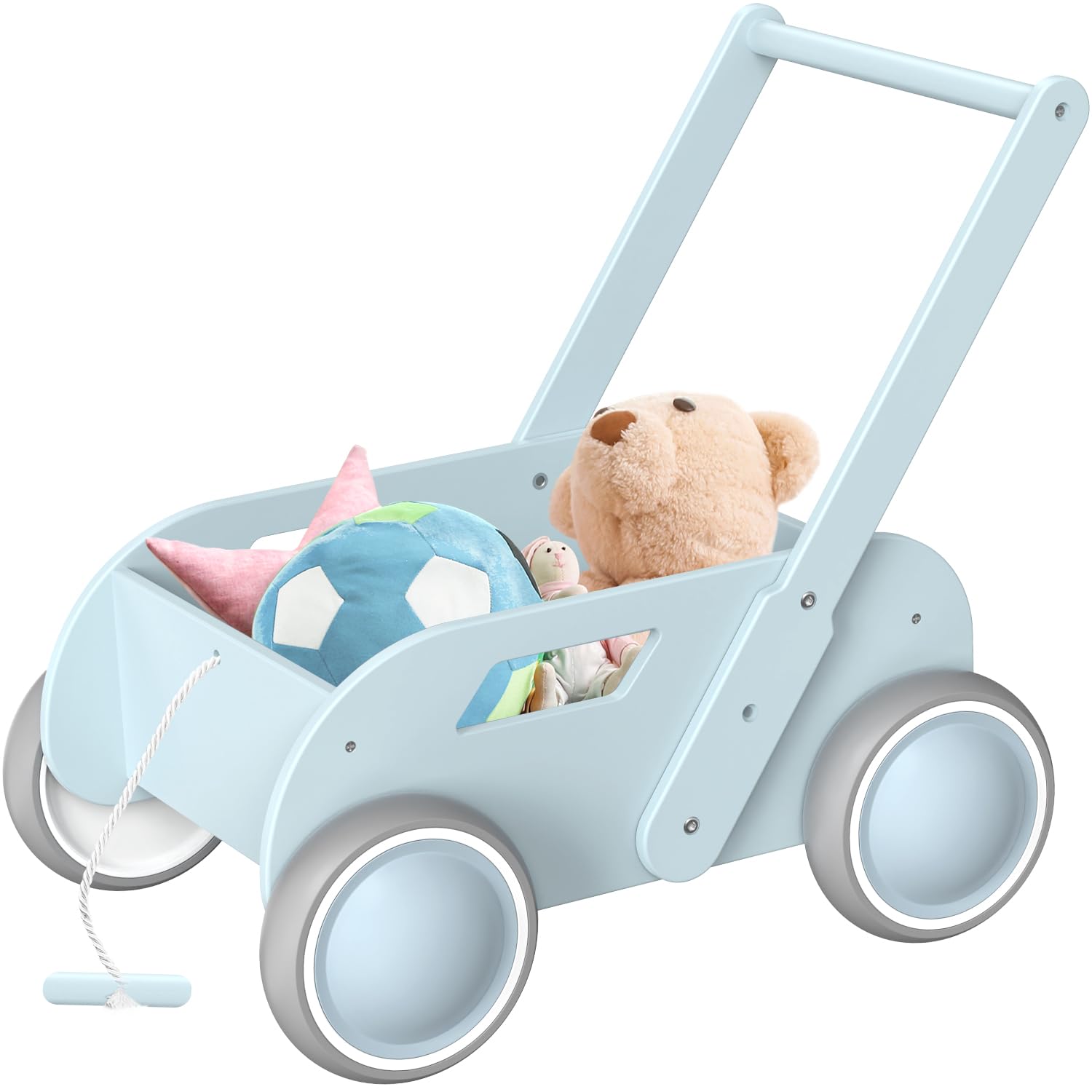 Photo 1 of 2025 HOMEKOL Wooden Baby Walker,Baby Push Walker, Adjustable Speed Baby Walker for Boys and Girls, Baby Activity Center, Gift for Birthday, Christmas and New Year Nature Blue