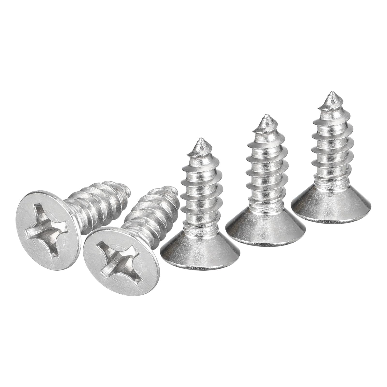DTGN 25Pcs #12x5/8" Flat Head Wood Screws, 304 Stainless Steel Phillips Self Tapping Screws - Good for Woodworking, Furniture - Silver — image 1