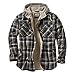Legendary Whitetails Men's Camp Night Berber Lined Hooded Flannel (Upland Blue Brown Plaid, X-Large Tall)