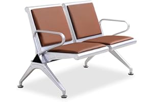 2 Seat Waiting Room Chairs, Guest Reception with Arms & Backrest, Non-Slip Foot Mats, Reception Chairs Guest Chair for Office