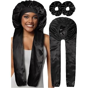 1+2 Satin Pantyhose Bonnet for Braids, Long Hair Bonnet for Women Sleeping