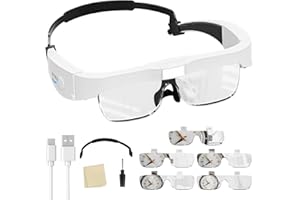 ARTDOT Magnifying Glasses with Light for Diamond Painting Kits, (0.75X to 4.0X) Headset Magnifier with 3 LED and 5 Lenses for