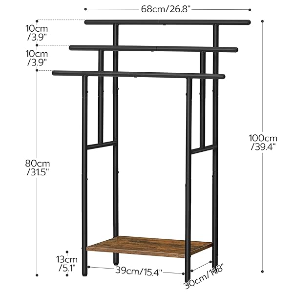 HOOBRO 39.4″ TALL FREESTANDING TOWEL RACK FOR BATHROOM, 3 TIER STEPPED BLANKET RACK WITH SHELF, OVERSIZED BATH TOWELS DRYING AND DISPLAY RACK, BLACK AND RUSTIC BROWN BF50LB01
