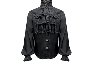 Mens Pirate Shirt Ruffled Steampunk Vampire Gothic Halloween Cosplay Tops Medieval Renaissance Victorian Costume