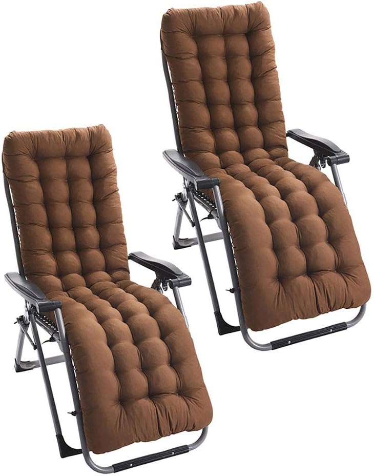 BullStar 2 Pack Lounge Chair Cushion Indoor Outdoor Chaise Lounge Cushions with Cap Perfect for Garden Patio Mattress for Zero Gravity Chair, Coffe