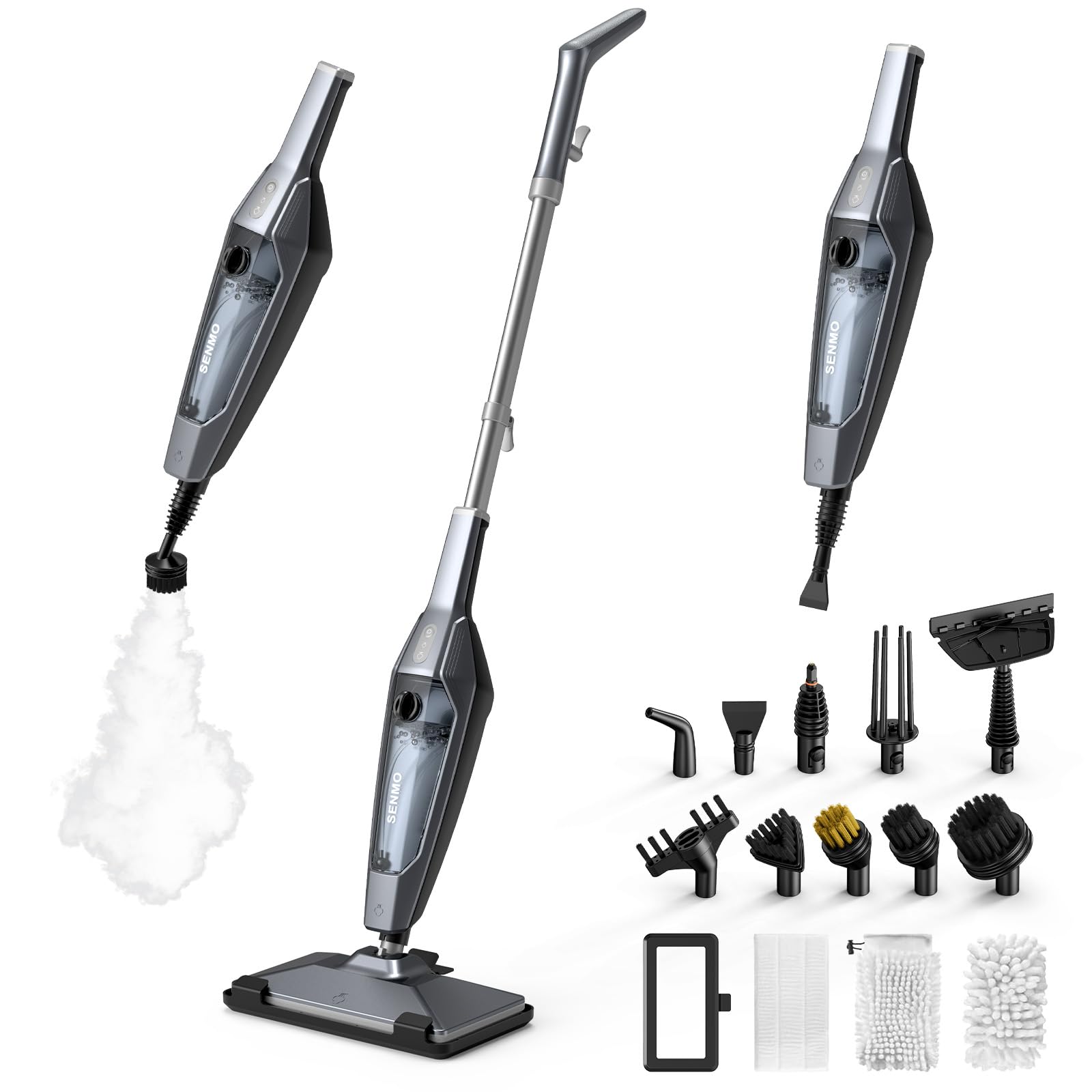 Photo 1 of SENMO Steam Mop, 14-in-1 Detachable Steam Cleaner for Home and Floor, 1300W 228°F Deep Cleaning MultiPurpose Floor Steamer with 14 Attachments for Hardwood Floors, Tile, Grout, Furniture, Carpet, Wall