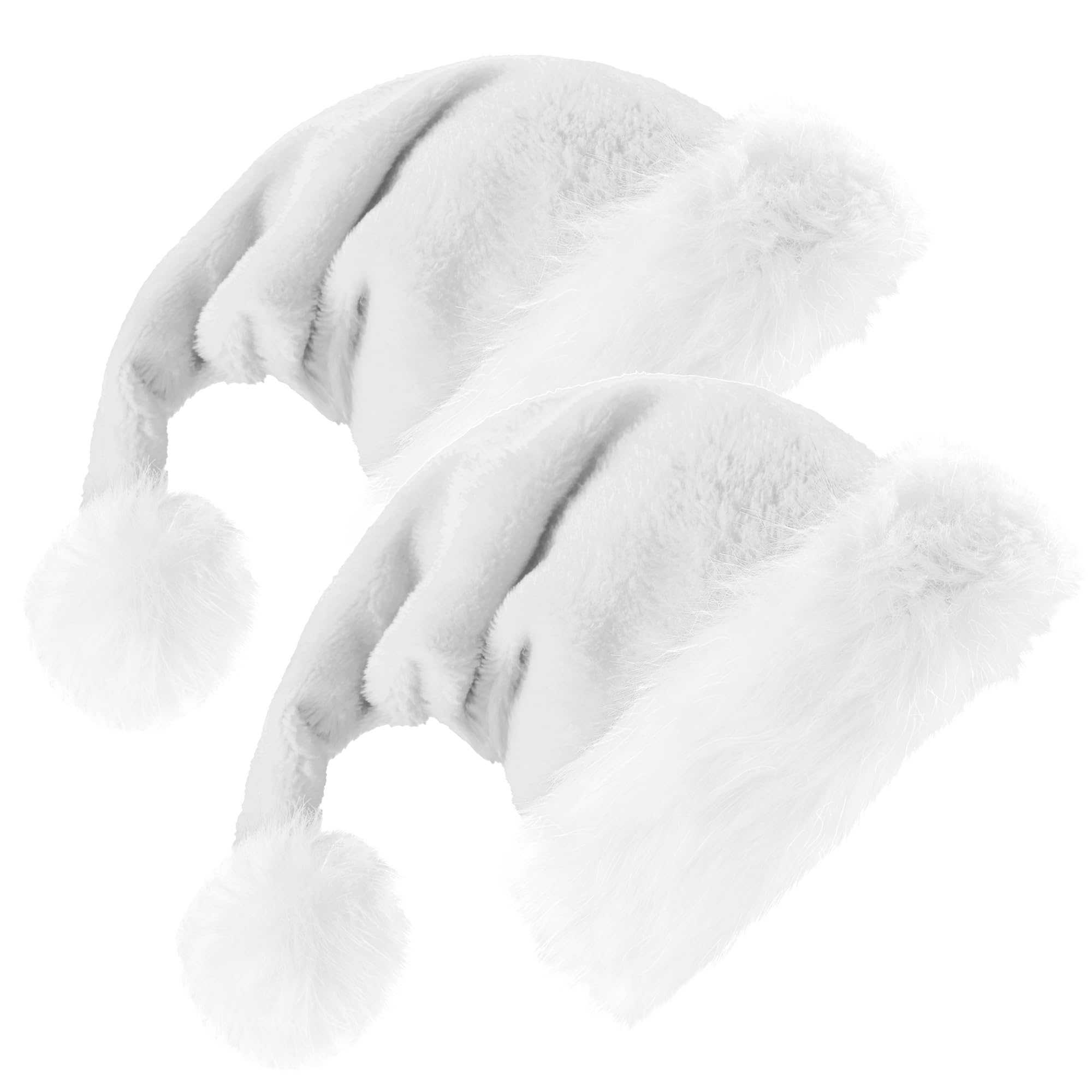 ZSYIULIA 2pcs White Santa Hat Christmas Hat, Soft Plush Deluxe Xmas Santa Claus Hat, Velvet Comfy Santa hat for Santa Claus Fancy Dress, Christmas New Year Party, Xmas Tree Decorations, Adults Unisex