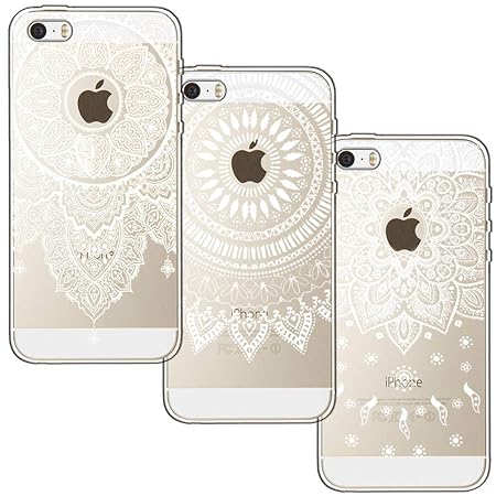 [3 Stück] iPhone 5 Hülle, iPhone 5S Hülle, iPhone SE Hülle, Blossom01 Cute Funny Kreative Cartoon Transparent Silikon Bumper 