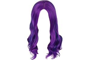 Purple Wig Mixed Blue Long Curly for Kids Girls Purple Hair Mal Wig Funny Halloween Cosplay Prop Wigs for Women Performance P