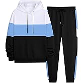 Babioboa Men's Tracksuit 2 Piece Color Block Hoodie Set Pullover Sweatshirt and Jogging Sweatpants Athletic Sweatsuits Set