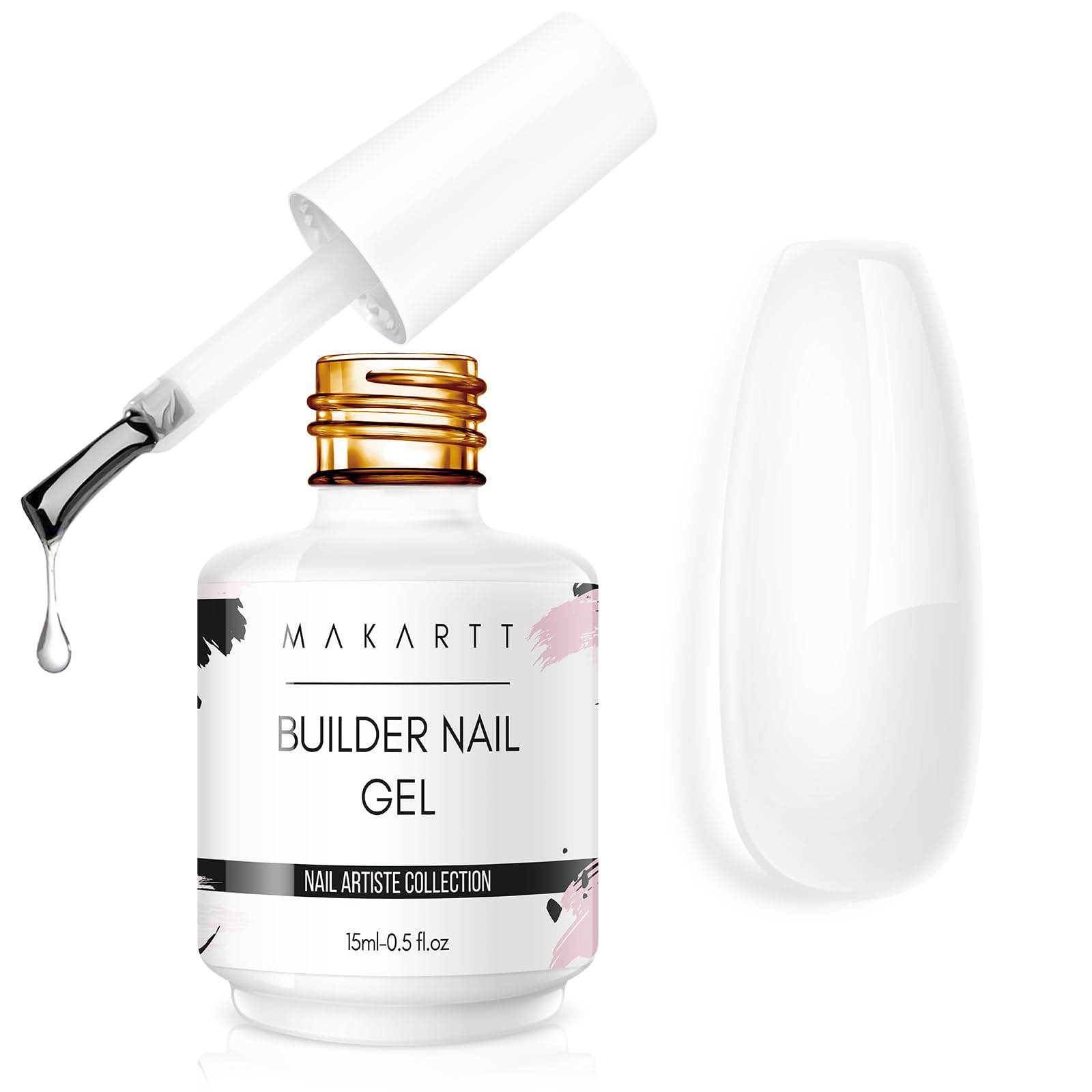 Makartt Builder Nail Gel - 7 in 1 Clear Gel Builder Kit for Nails Strengthener Extension & Rubber Base Coat & Nail Gel Protecting Thickening Rhinestone Glue in a Bottle, UV Lamp Required 15 ML