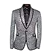 Cloud Style Men Notched Lapel Center-Vent One-Button Blazer Suits Jackets & Trousers Medium Silver, Silver, Medium
