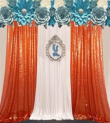 AMZLOKAE Orange Backdrop Curtains 2 Panels 2Ftx7Ft