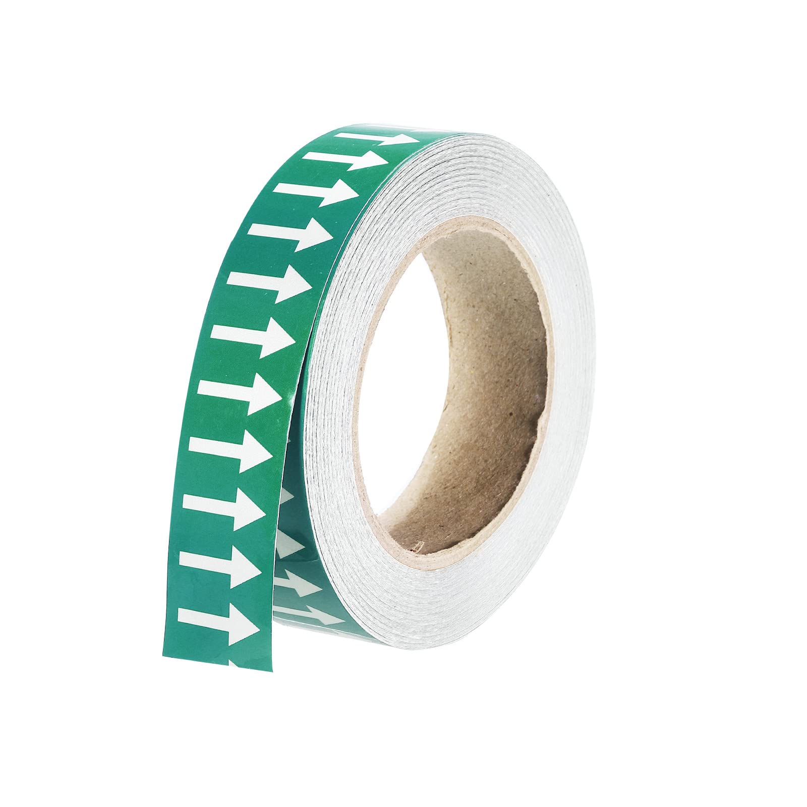 PATIKIL White on Green Color Arrow Tape Vinyl Stickers Arrow Labels 30mm/1.2" for Pipe Markers, 1 Roll
