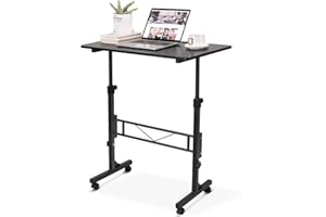 Small Standing Desk Adjustable Height 32 Inch Mobile Sit Stand up Portable Rolling with Wheels Standing Desk for Walking pad 