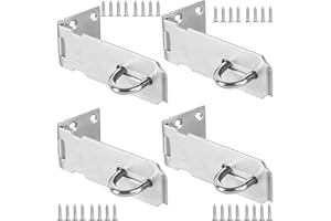 KINJOEK 4 PCS 4 Inch Door Locks Hasp Latch, Stainless Steel Security Door Latch Padlock Hasp, 2mm Extra Thick Brushed Finished Door Gate Bolt Clasp Lock with Mounting Screws for Door Shed Cabinet
