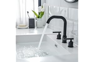 JOOM Black Bathroom Faucets for 3 Hole,8 Inch Widespread Bathroom Sink Faucet,Bathroom Faucets for Sink 3 Hole Widespread Faucet for Bathroom Sink Vanity RV Farmhouse Sink