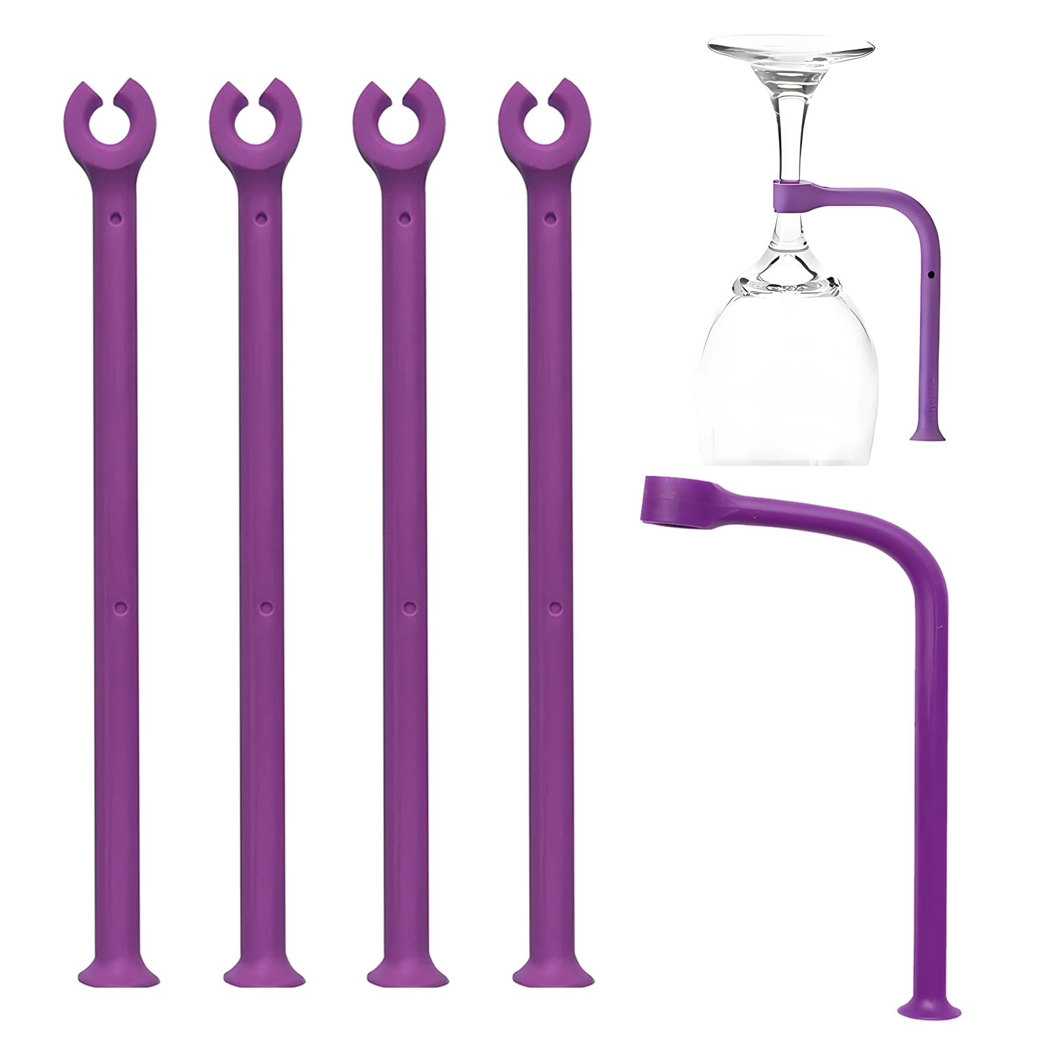 YouU Tether Silicone Dishwasher Attachment Silicone Stemware Saver Flexible Stemware Holder Dishwasher Wine Glass Protector Purple (4 pcs)