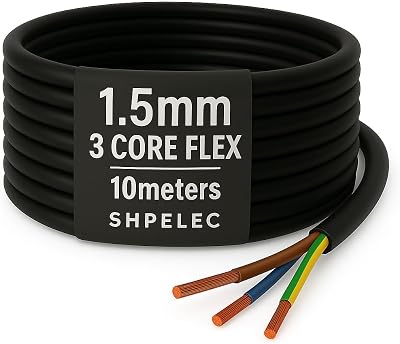 SHPELEC Flexible Black Cable 3183Y 1.5mm 3 Core BASEC PVC LED Lighting