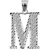 Claddagh Gold 925 Sterling Silver Initial Letter M Charm Pendant, 1"