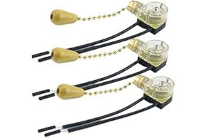 Gold Pull Chain Light Switch Set, 3Pcs ABS with Brass Core, Replacement Chain for Ceiling Fan and Wall Light