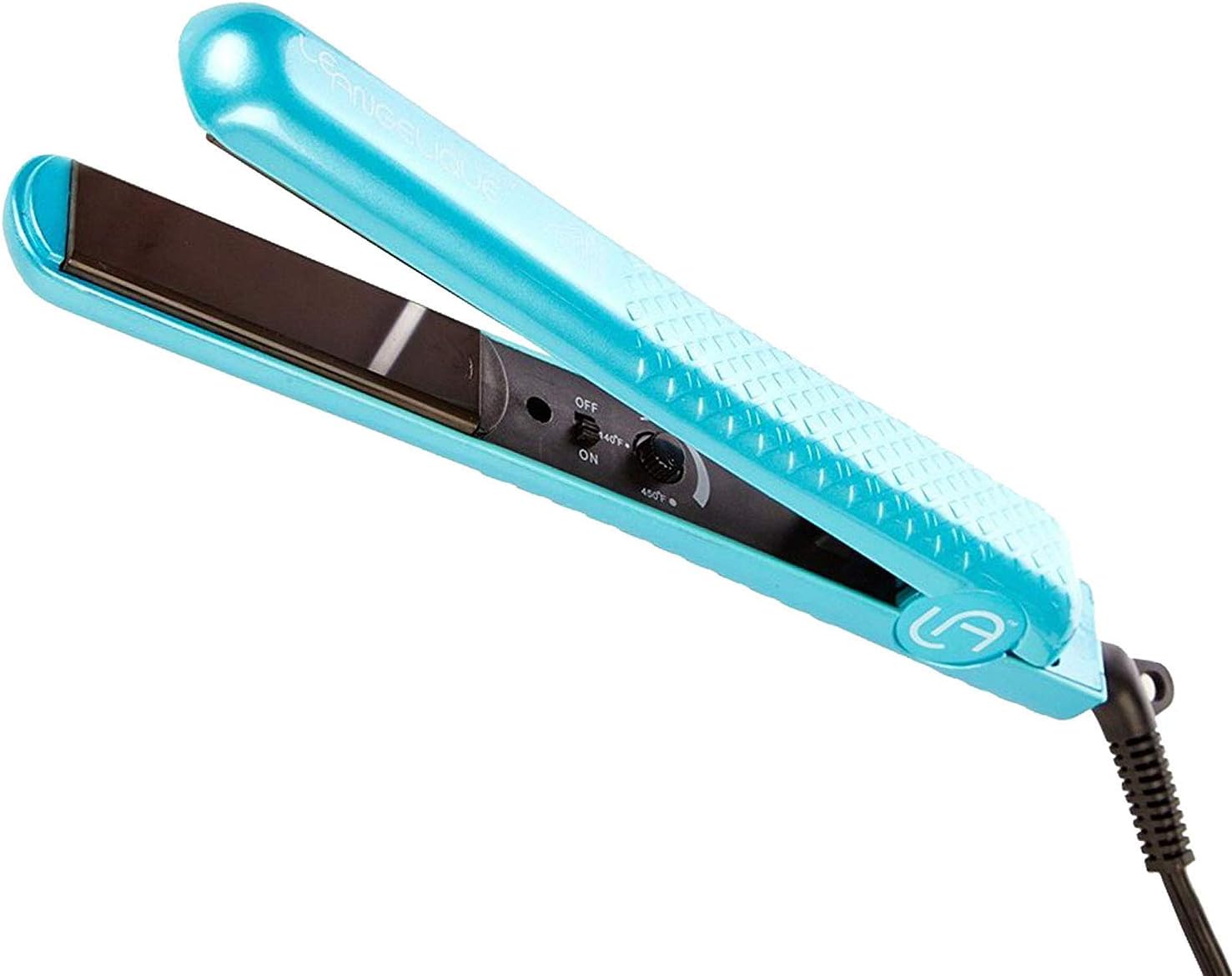 Le Angelique Celebrity 1 inch Ceramic Flat Iron Hair Straightener - 140-450F Adjustable Heat | Very Hot - for Silk Press Results | Professional Straightening | Dual Voltage for Travel - Tiffany Blue