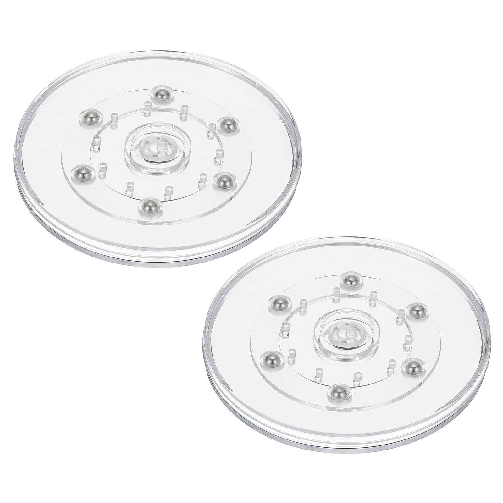 PATIKIL 5 Inch Heavy Rotating Swivel Stand, 2Pcs 360˚ Rotation Lazy Susan Turntable with Steel Ball Bearings for Model Base Rotating Plants TV Computers Monitors, Clear
