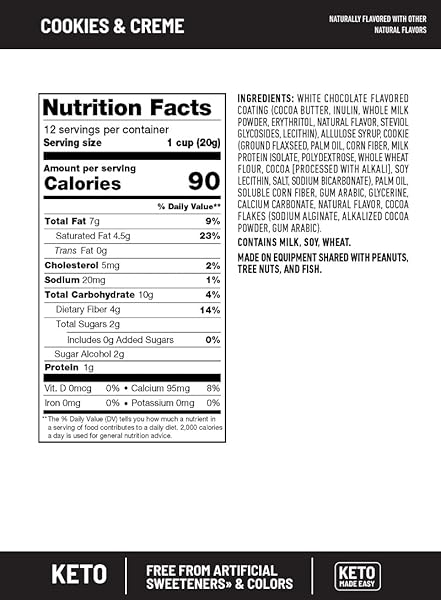 SLIMFAST LOW CARB CHOCOLATE SNACKS, KETO FRIENDLY FOR WEIGHT LOSS WITH 0G ADDED SUGAR & 4G FIBER, COOKIES & CRÈME, 12 COUNT
