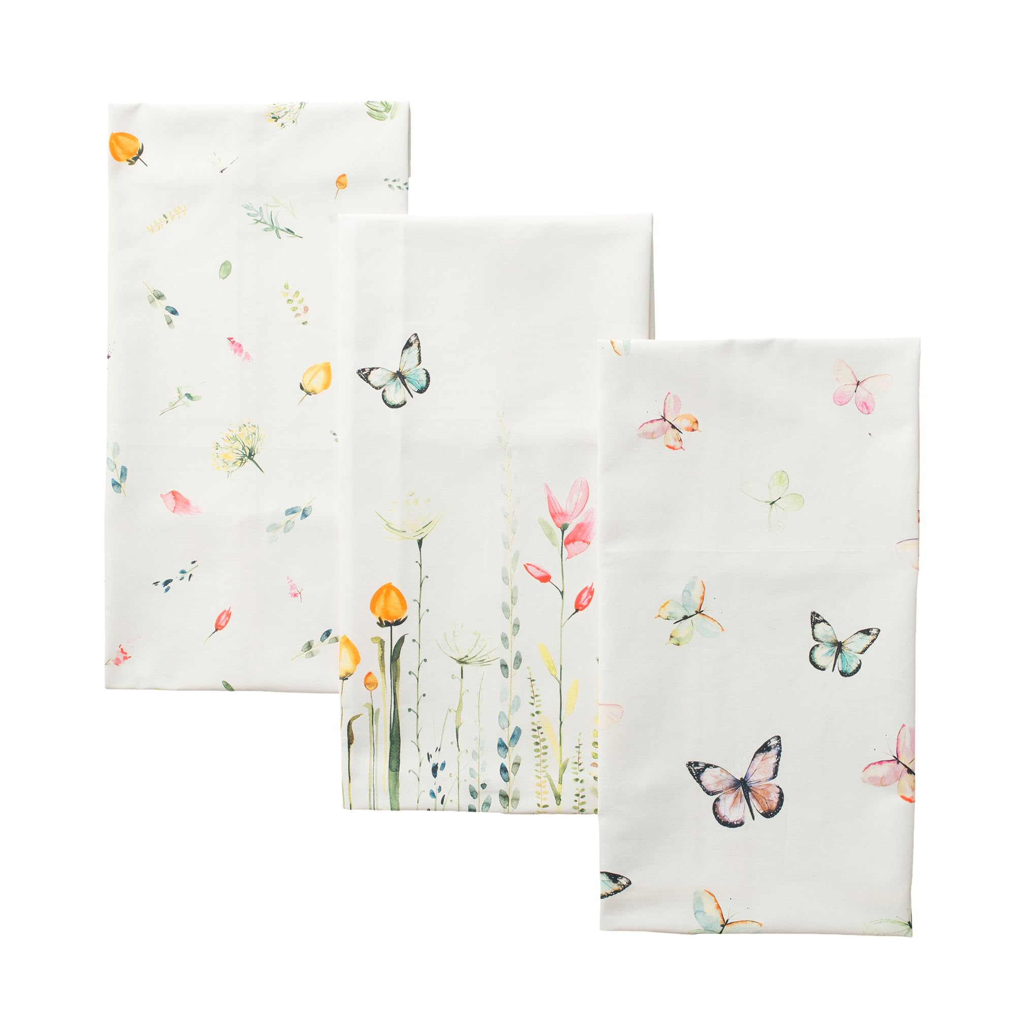 Maison d' Hermine Kitchen Towels Set of 3 100% Cotton 70 CM x 50 CM Reusable Cloth Tea Dish Towels Absorbent with Hanging Loop for Kitchen Dining (Botanical Fresh)