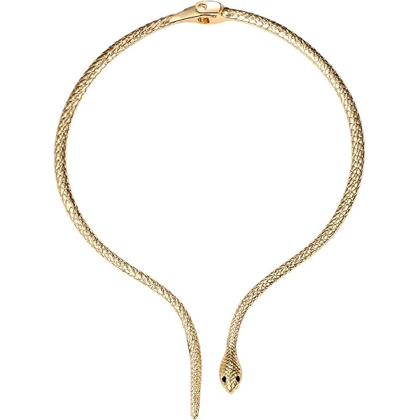 Octwine Punk Snake Choker Necklace – Gold Alloy Chain Necklace For Women & Girls, Cool Gothic Jewelry