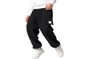 RoseSeek Boy's Wide Leg Cargo Pants Baggy Sweatpants Casual Sports Joggers Big Kids Long Trousers with Pockets