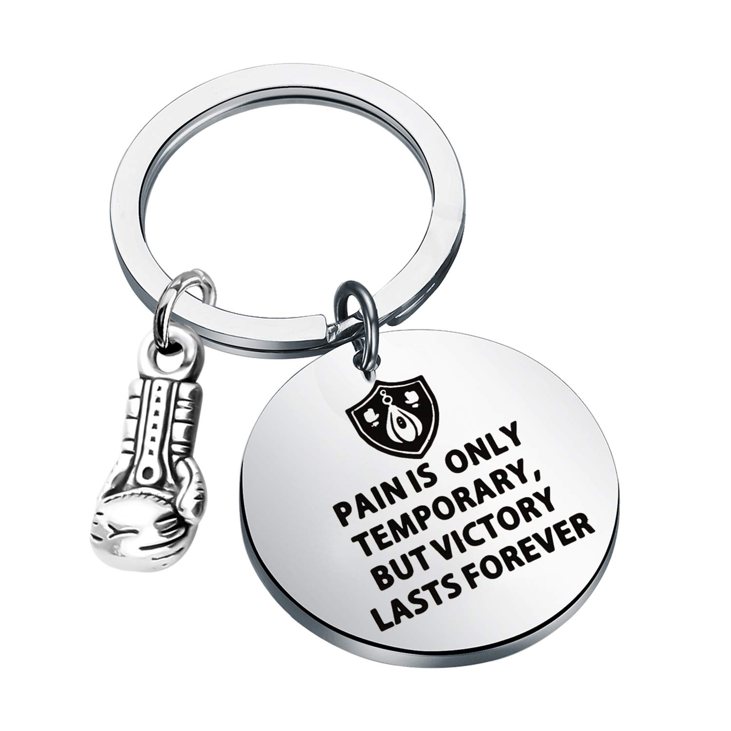 MYOSPARK Boxing Gift Pain is Only Temporary But Victory Lasts Forever Keychain Inspirational Quote Boxing Glove Keychain Boxing Lovers Gift Boxer Fan Gift Sport Lover Gift (Pain is Only keychain)