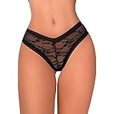 FUMAFI Lace Thongs Sexy Cheeky Panties for Women Thong Lace Criss Cross Underwear High Elastic Soft Panties 1-5 Pack