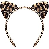 Wgyanjie Cheetah Ears Headband Costume Accessories for Women Adult - Leopard Print Ears Cat Animal Ear for Halloween Cosplay