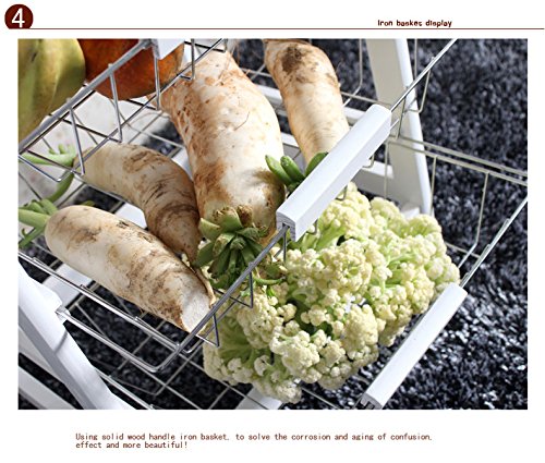YU YUSING Kitchen Cart Rolling Island Cart Trolley w/2 Drawers, 3 Baskets, 3-Shelf Storage Rack and Rolling Wheels (Style 5)