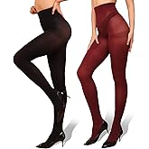 WAKUNA 40D/80D Pantyhose Opaque Tights 2 Pairs Resistant Control Top