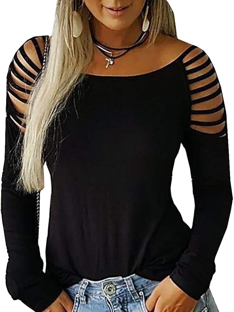 plain black cold shoulder top