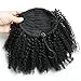 Ms Fenda Hair Raw Remy Virgin Peruvian Human Hair Natural Color Afro Kinky Curly Hair Piece Clip-in Top Closure Ponytail (12inch, Natural Black)