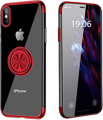Amazon Co Jp Iphone Xs ケース クリア リング付き Ourjoy Iphonex ケース ストラップホール付き 耐衝撃 メッキ マグネット式 車載ホルダー対応 アイフォン Xs ケース 透明 Tpuシリコン 軽量 薄型 アイフォン X 携帯カバー Iphone X Xs ケース レッド 家電 カメラ