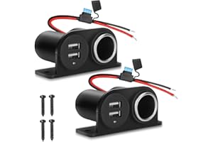 GIBBAB 2PCS Dual USB Outlet Cigarette Lighter Socket Splitter with Blade Fuse, 12V 4.2A Car Charger Power Adapter Replacement Waterproof Plug Female 21W for RV Marine Boat Motorcycle Truck ATV UTV Van etc
