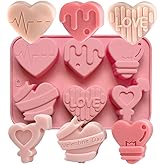 Valentines Day Heart Chocolate Molds Plastic Silicone Molds,Pink Hearts Candy Molds Soap Molds Sweet Love Fondant Cookie Molds Cartoon Heart Resin Molds Silicone For Handmade Candles Cake Baking Tools