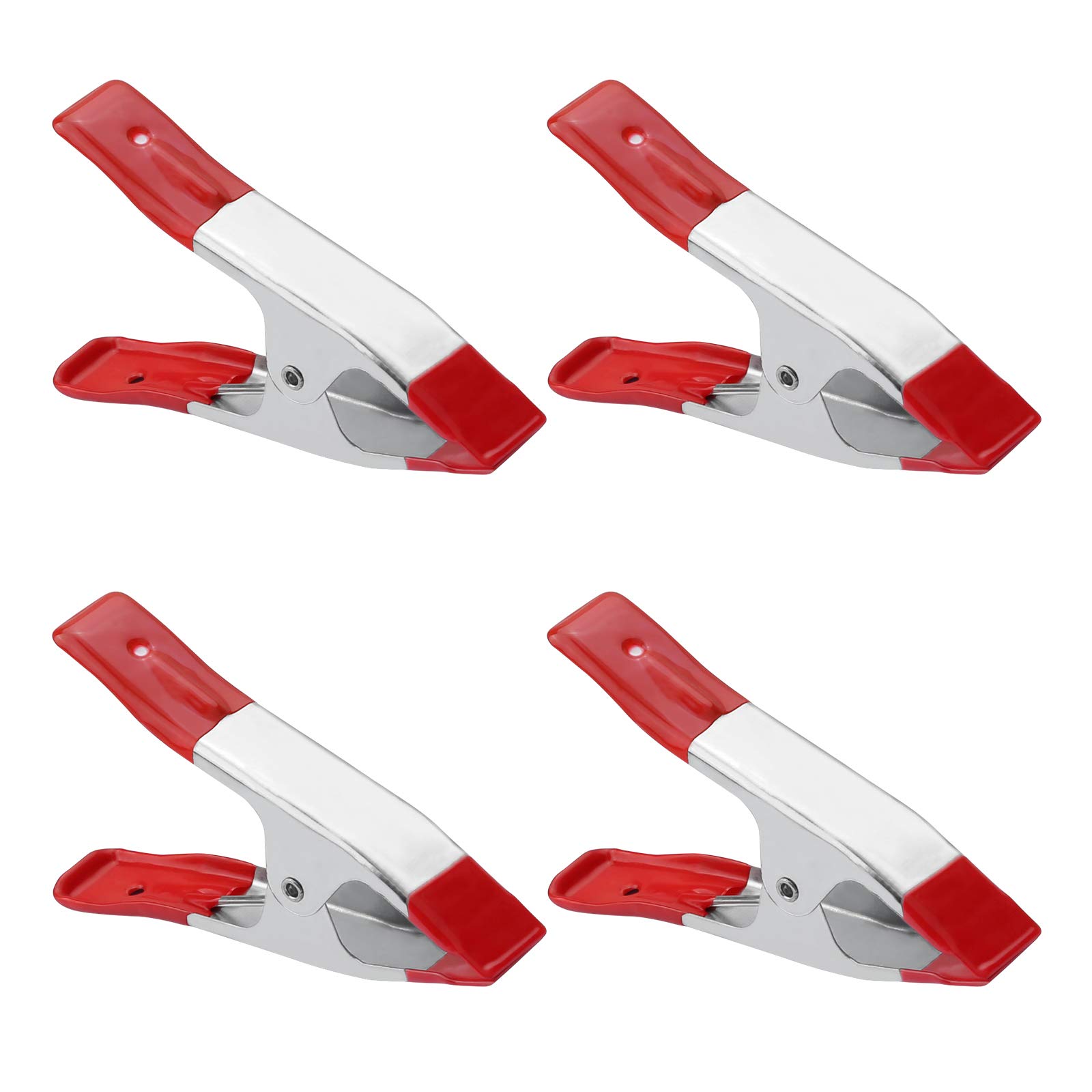 4 Pieces Metal Spring Clamps Heavy Duty, Large Market Stall Clips with Rubber Coated Tipped Grip for Camping Tarpaulin Woodworking Crafts, Silver, 6 Inch