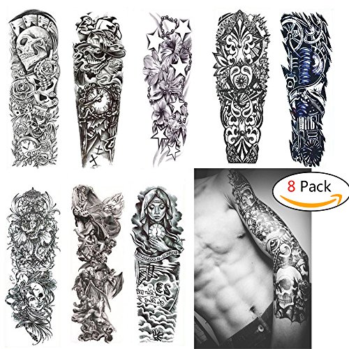 Adecco llc 8 sheets extra large temporary fake tattoos …