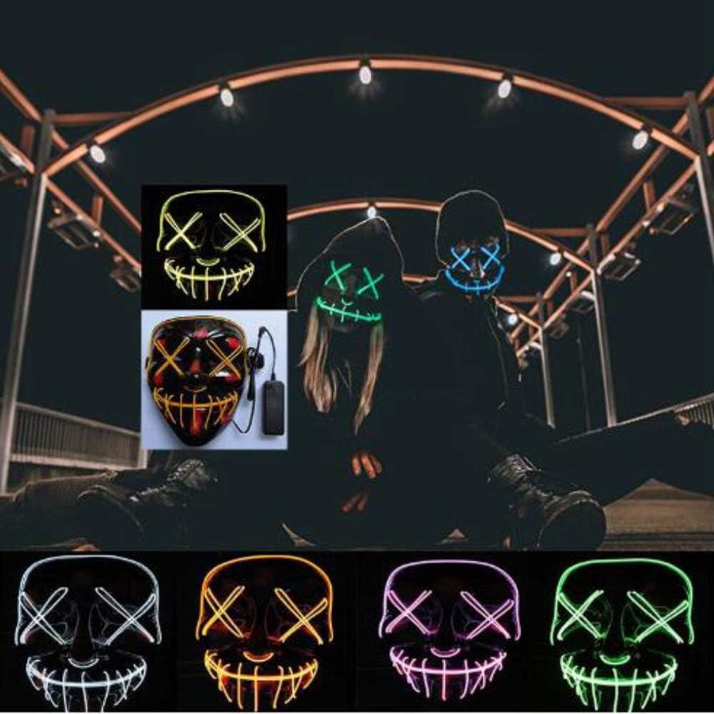 Chengsuwei LED Light Up Halloween Masks with 3 Lighting Modes, Scary Purge Style Ghostface Mask - Image 4