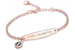 LinnaLove-Pre-engraved Simple Rolo chain Medical alert id bracelet for Women